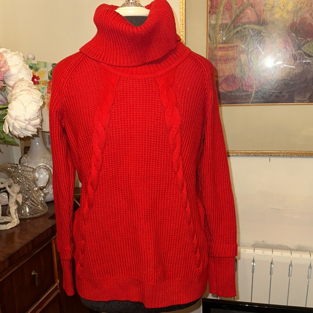 Nwt Calvin Klein Vibrant Red Turtleneck Sweater M